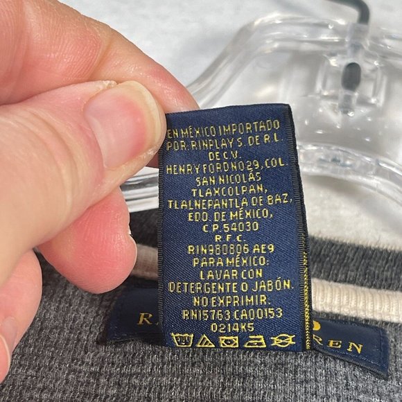 Polo Ralph Lauren Mens Thermal Shirt 2XL Gray V Neck Long Sleeve Pullover Logo - Picture 8 of 8